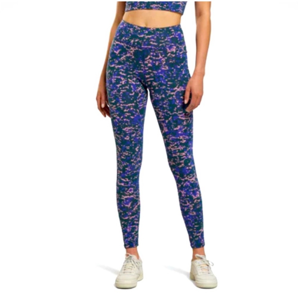 Reebok Modern Safari Vibrant Green and Pink Leggings with High Waist